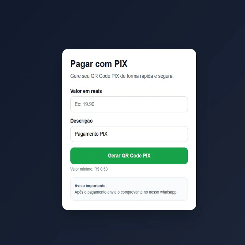 Prévia do projeto Checkout Pix